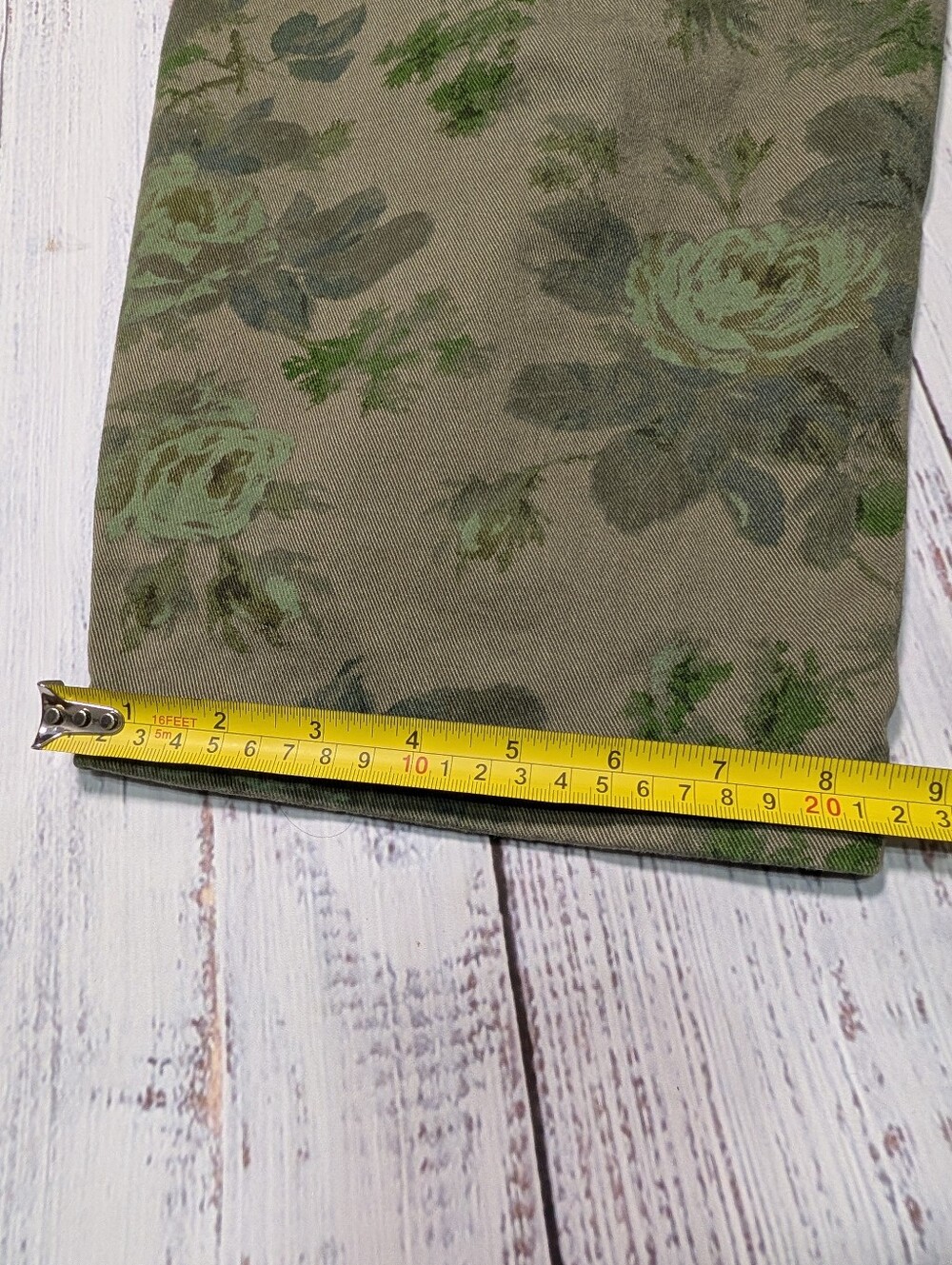 GAP High Rise Barrel Jeans Green Olive Floral Print Utility Size 16 - Picture 11 of 11